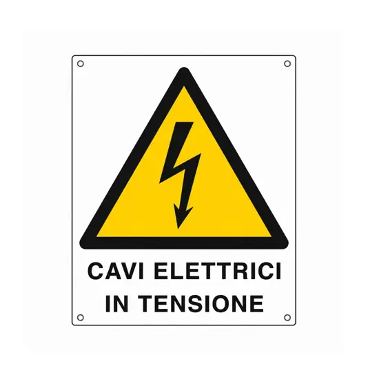 Cartello di pericolo 'cavi elettrici in tensione'