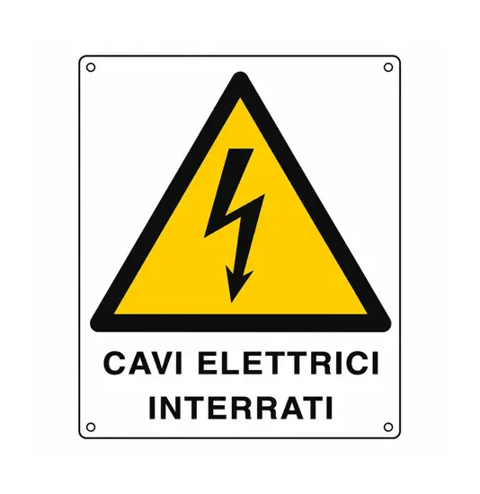 Cartello di pericolo 'cavi elettrici interrati'