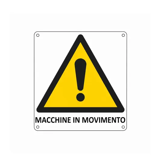 Cartello di pericolo 'macchine in movimento'