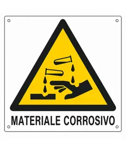 Cartello di pericolo 'materiale corrosivo'
