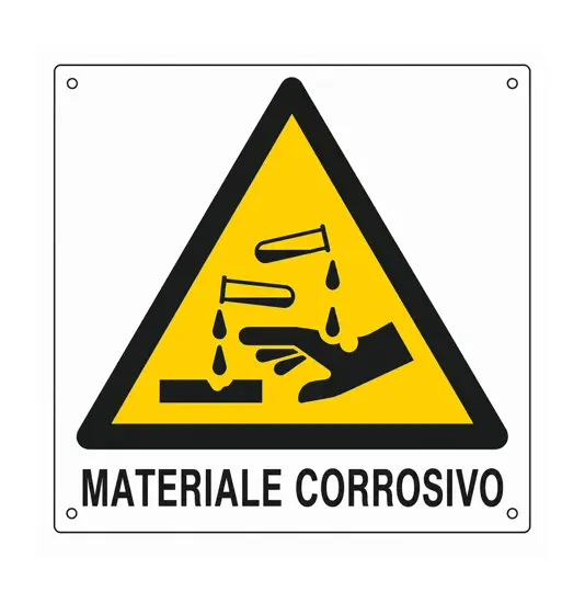 Cartello di pericolo 'materiale corrosivo'