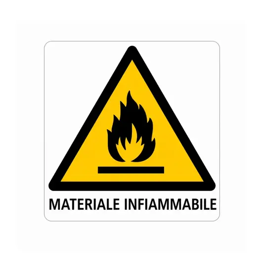 Cartello di pericolo 'materiale infiammabile'