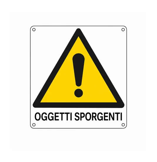 Cartello di pericolo 'oggetti sporgenti'