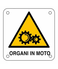 Cartello di pericolo 'organi in moto'