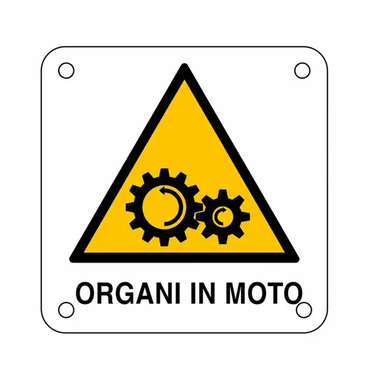 Cartello di pericolo 'organi in moto'
