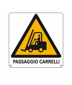 Cartello di pericolo 'passaggio carrelli'