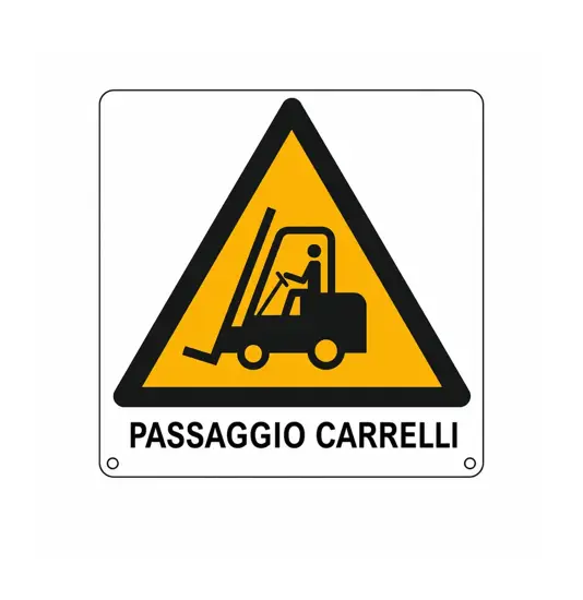 Cartello di pericolo 'passaggio carrelli'