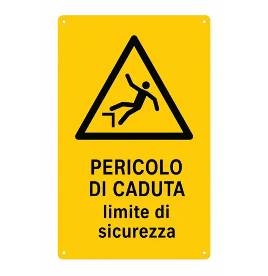 Cartello di pericolo 'pericolo di caduta limite di sicurezza'
