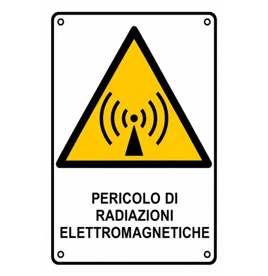 Cartello di pericolo 'pericolo di radiazioni elettromagnetiche'