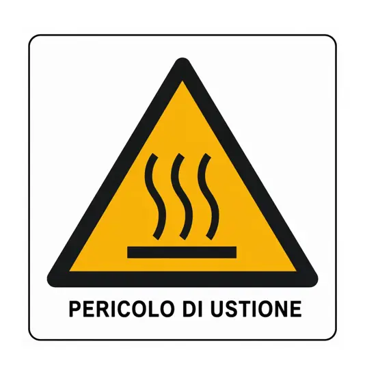 Cartello di pericolo 'pericolo di ustione'