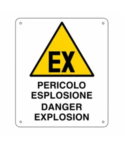 Cartello di pericolo 'pericolo esplosione danger explosion'