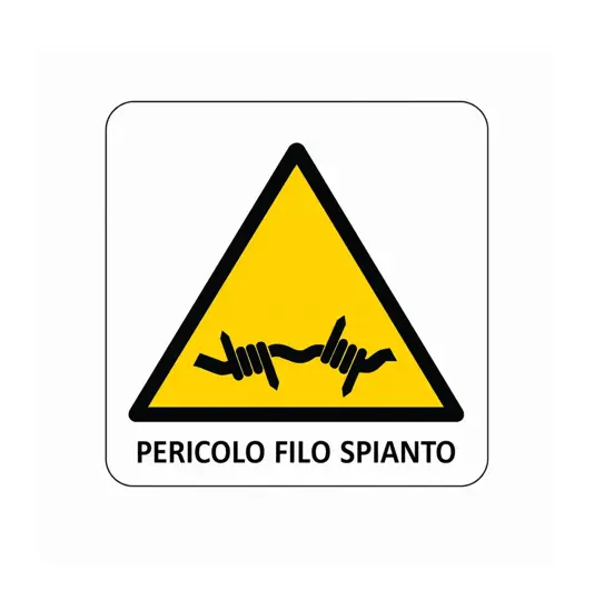 Cartello di pericolo 'pericolo filo spinato'