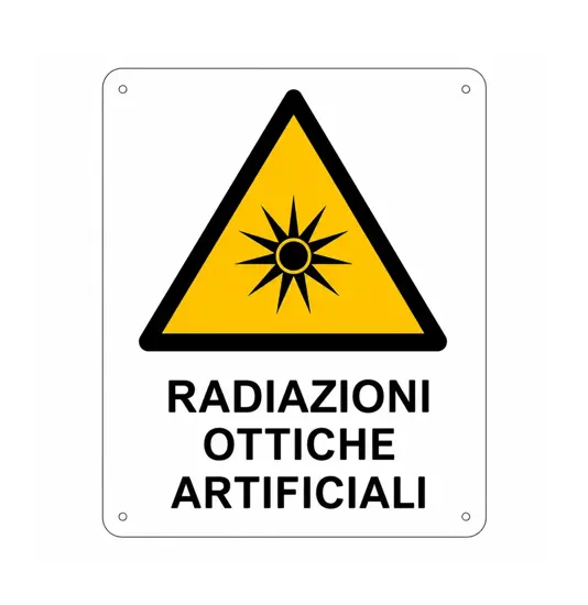 Cartello di pericolo 'radiazioni ottiche artificiali'