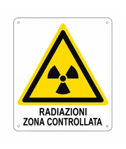 Cartello di pericolo 'radiazioni zona controllata'