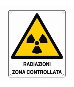 Cartello di pericolo 'radiazioni zona sorvegliata'