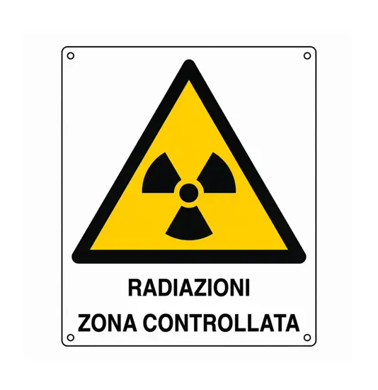Cartello di pericolo 'radiazioni zona sorvegliata'