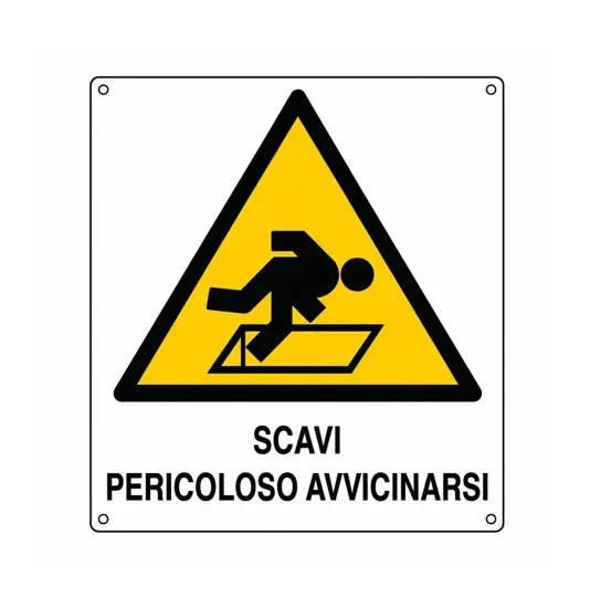 Cartello di pericolo 'scavi pericoloso avvicinarsi'