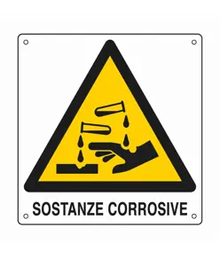 Cartello di pericolo 'sostanze corrosive'