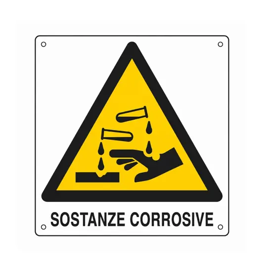 Cartello di pericolo 'sostanze corrosive'