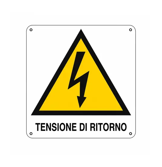 Cartello di pericolo 'tensione di ritorno'