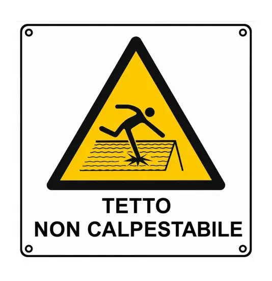 Cartello di pericolo 'tetto non calpestabile'