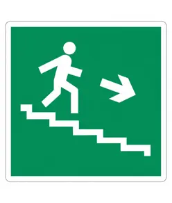 Cartello di sicurezza 'Discesa scala di emergenza a destra'