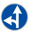 Cartello direzione obbligatoria a sinistra e avanti