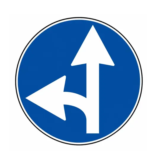 Cartello direzione obbligatoria a sinistra e avanti