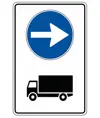 Cartello direzione obbligatoria autocarri a destra