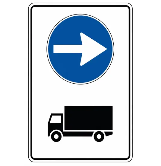 Cartello direzione obbligatoria autocarri a destra