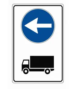 Cartello direzione obbligatoria autocarri a sinistra