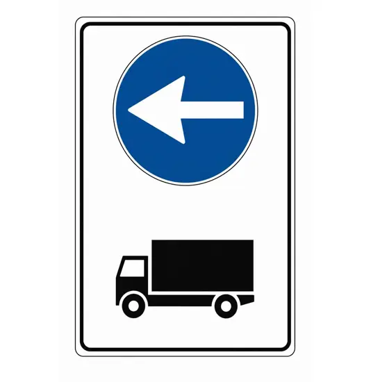 Cartello direzione obbligatoria autocarri a sinistra