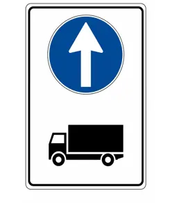 Cartello direzione obbligatoria autocarri freccia avanti