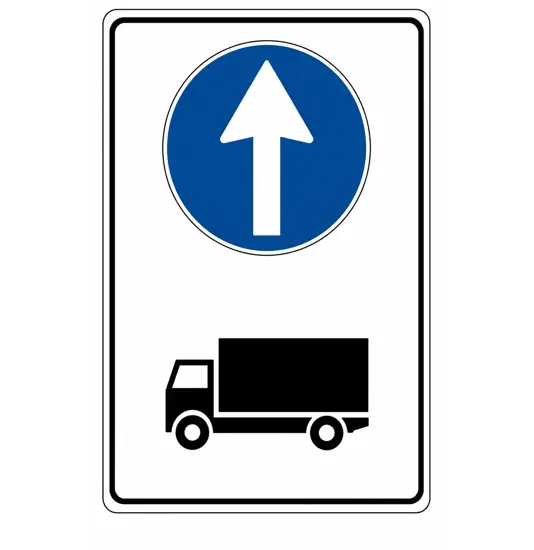 Cartello direzione obbligatoria autocarri freccia avanti