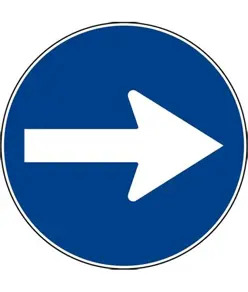 Cartello direzione obbligatoria GIREVOLE per cavalletto Diam. cm. 60.