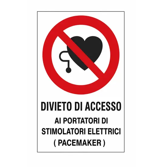 Cartello  Divieto di accesso ai portatori di stimolatori elettrici