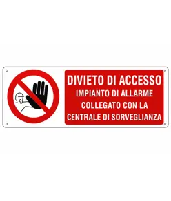 etichette adesive  divieto di accesso impianto di allarme collegato con la centrale