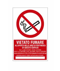 Cartello divieto  di fumo all'aperto