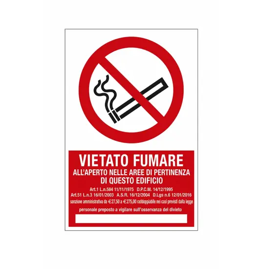 Cartello divieto  di fumo all'aperto
