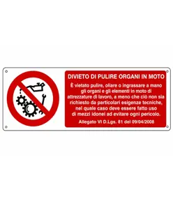 etichette adesive  divieto di pulire organi in moto...