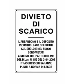 Cartello  'Divieto di scarico'