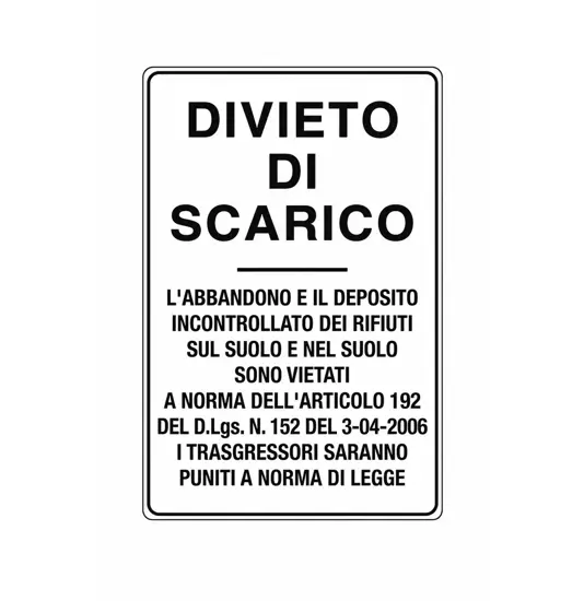 Cartello  'Divieto di scarico'