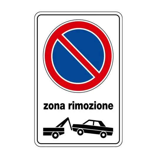 Cartello divieto di sosta zona rimozione