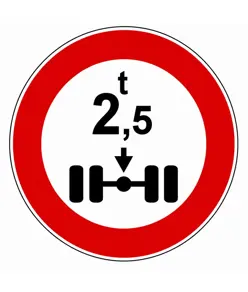 Cartello divieto veicoli aventi massa per asse sup a t