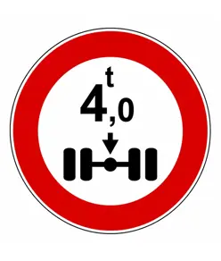 Cartello divieto veicoli aventi massa per asse sup a t