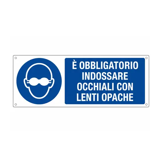 Cartello  è obbligatorio indossare occhiali con lenti opache