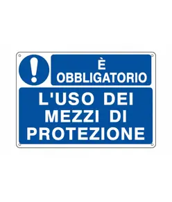 Cartello è obbligatorio  l'uso dei mezzi di protezione