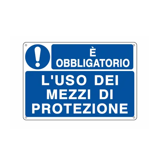Cartello è obbligatorio  l'uso dei mezzi di protezione
