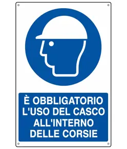 Cartello  è obbligatorio l'uso del casco all'interno delle corsie