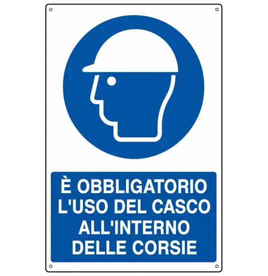Cartello  è obbligatorio l'uso del casco all'interno delle corsie